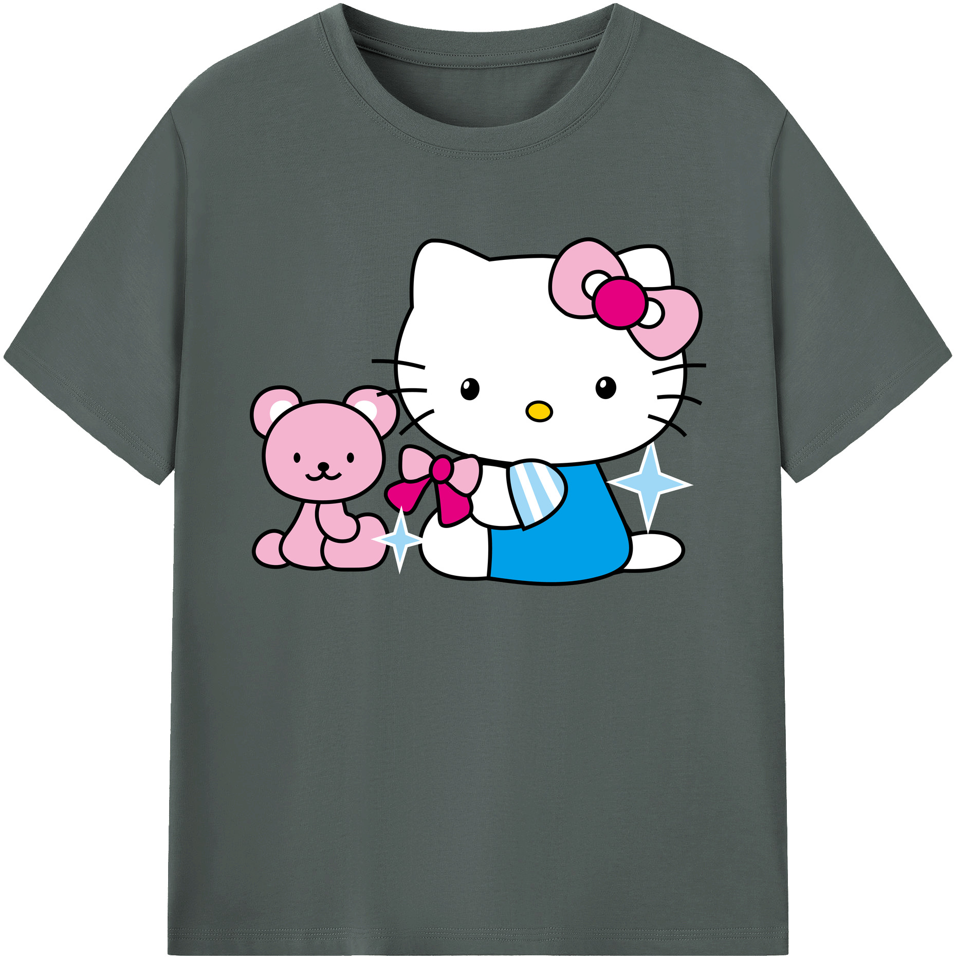 （画像用） Hello Kitty ハローキティ 綿100％ メンズ半袖Tシャツ｜肌触りやわらか＆通気性